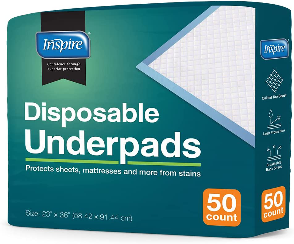 Inspire Disposable Chux Underpads 23 Inches X 36 Inches, 50 Count Animals & Pet Supplies > Pet Supplies > Dog Supplies > Dog Diaper Pads & Liners Inspire   
