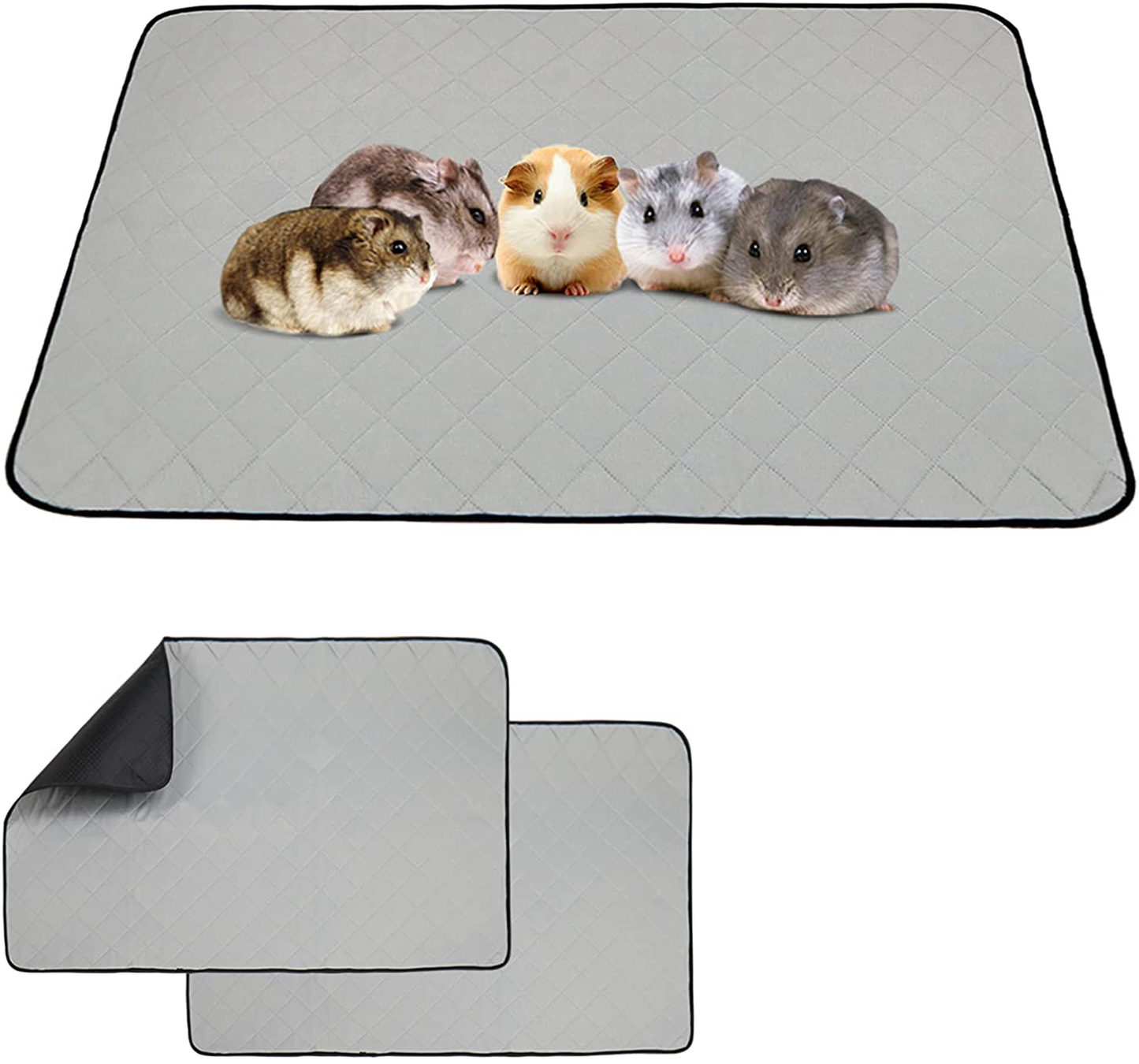Guinea Pig Cage Liners, 2 Pack Guinea Pig Pee Pads Super Absorbent & Washable, Guinea Pig Bedding anti Slip Bottom, Guinea Pig Cage Accessories for for Small Animals