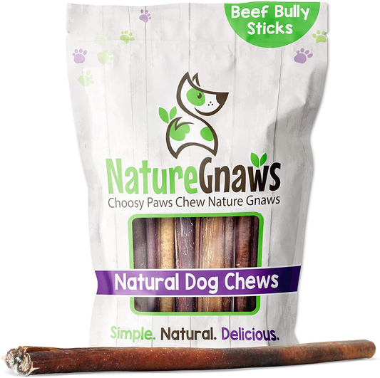 Nature Gnaws 12 Inch Bully Sticks for Dogs - Premium Natural Tasty Beef Bones - Simple Long Lasting Dog Chew Treats - Rawhide Free Animals & Pet Supplies > Pet Supplies > Small Animal Supplies > Small Animal Treats Nature Gnaws 1 Pound (Pack of 1)  