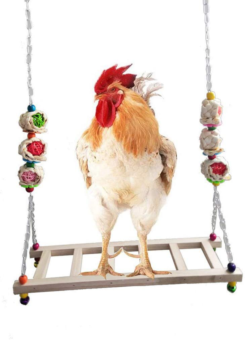 Silkasurplus Chicken Swing for Hens Coop Swing Ladder Chicken Perch Natural Wood Stand Handmade Coop Toy for Large Bird Parrot Hens Cock Macaw Trainning Animals & Pet Supplies > Pet Supplies > Bird Supplies > Bird Ladders & Perches silkasurplus   