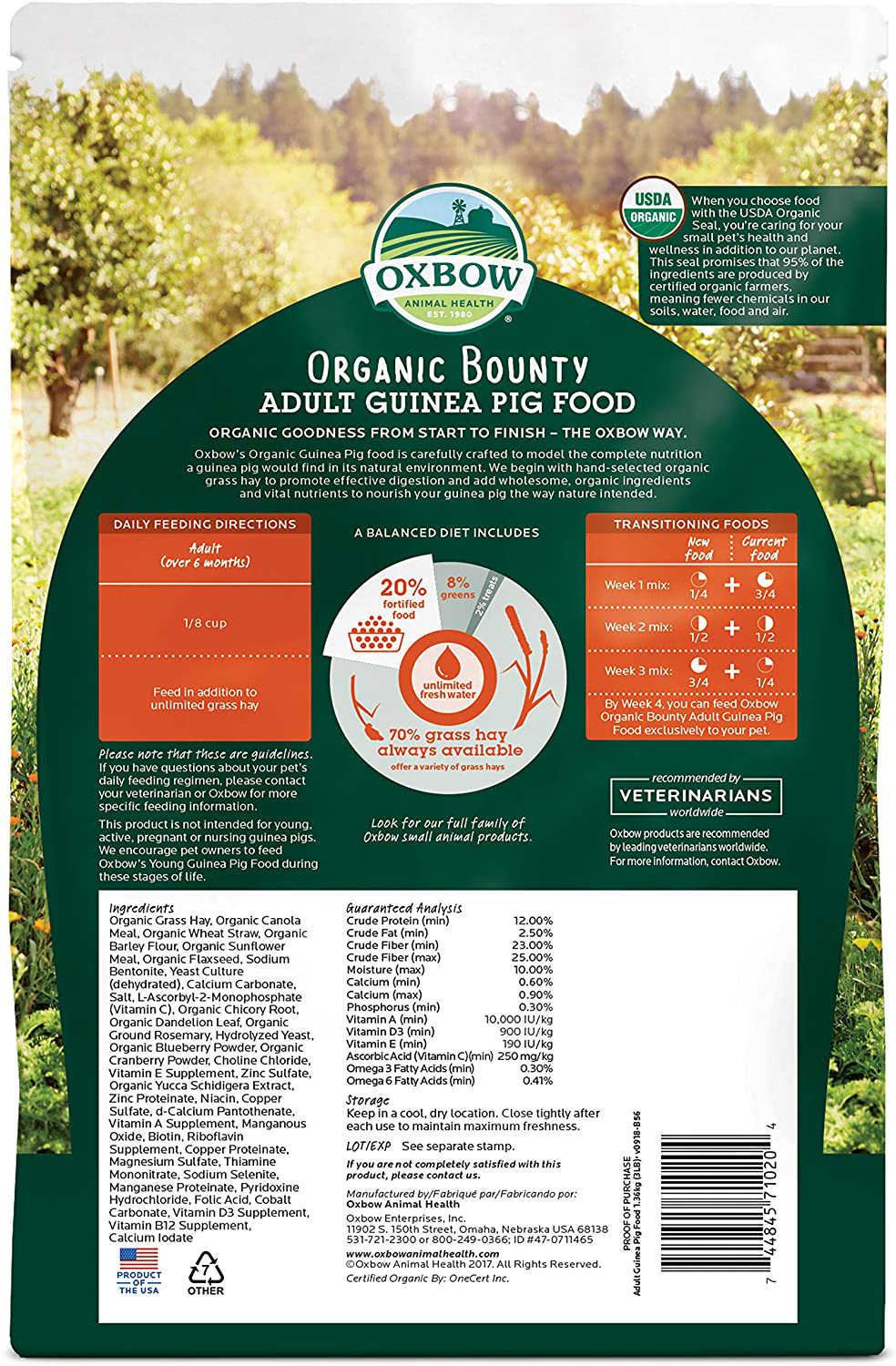 Oxbow Animal Health Organic Bounty Adult Guinea Pig Food - All Natural Adult Guinea Pig Food - 3 Lb. Animals & Pet Supplies > Pet Supplies > Small Animal Supplies > Small Animal Food Oxbow   