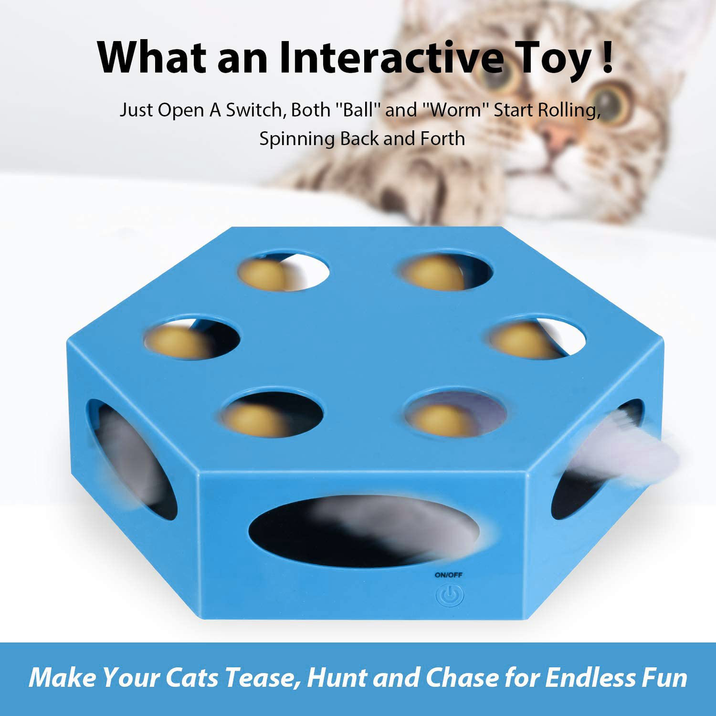 Interactive Cat Toys, Electronic Montion Cat Toys with Mouse Tail & Catnip Ball, Cat Toys for Indoor Cats with Battery, Automatic Cat Toys, Exerciser Entertainment Hunting for Kitty Pet, Auto Shut Off Animals & Pet Supplies > Pet Supplies > Cat Supplies > Cat Toys WINGPET   