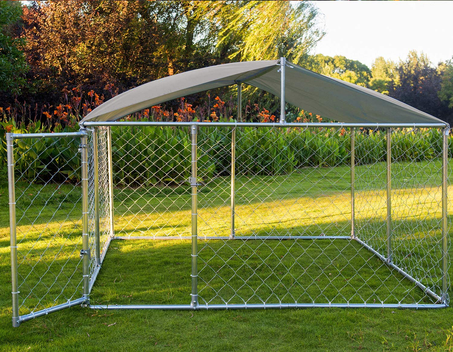 LEISU Heavy Duty Dog Cage Outdoor Pet Playpen Wire Kennel with Water-Resistant Cover for Back or Front Yard (90X90X45 Inch)