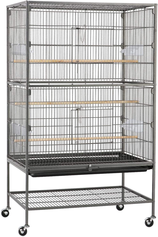 Topeakmart Wrought Iron Large Flight Parrot Bird Cage with Rolling Stand for Multiple Parakeets Conure Cockatiel Cage