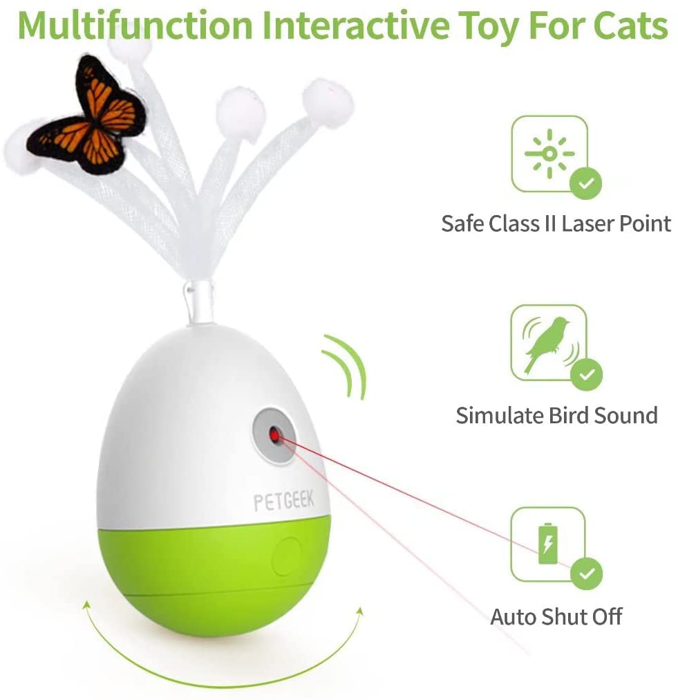 PETGEEK Interactive Cat Toy, Cat Toys with Squeaky Mouse, Automatic Motion Cat Toy Included Catnip Filled Mouse Teaser, Cat Toys for Indoor Cats Exercise & Game Animals & Pet Supplies > Pet Supplies > Cat Supplies > Cat Toys PETGEEK   