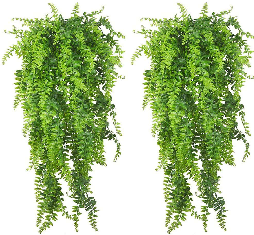 PINVNBY Reptile Plants Hanging Fake Vines Boston Climbing Terrarium Plant with Suction Cup for Bearded Dragons Lizards Geckos Snake Pets Hermit Crab and Tank Habitat Decorations Animals & Pet Supplies > Pet Supplies > Small Animal Supplies > Small Animal Habitat Accessories PINVNBY 2 Pack  