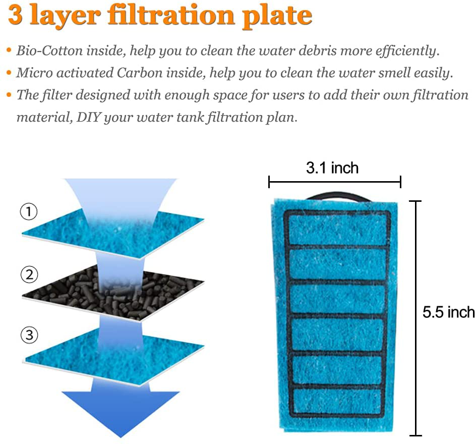 PULACO Aquarium Internal Filter 3 to 20 Gallons, for Turtle Tanks, Reptiles, Amphibians, Frog, Cichlids, Newt or Fish Tank Animals & Pet Supplies > Pet Supplies > Fish Supplies > Aquarium Filters PULACO   