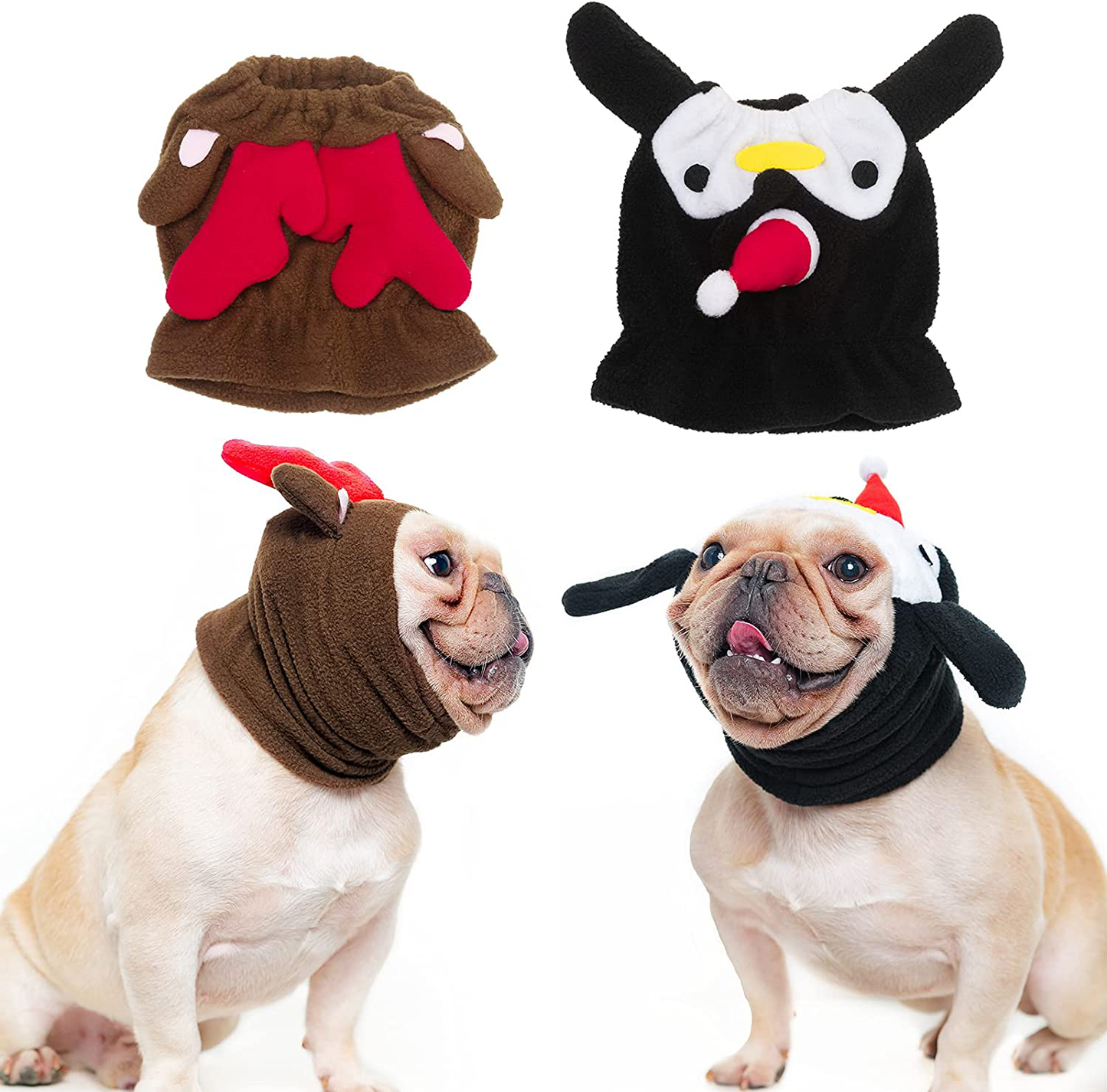 Small Dog Costume - Elk Style & Penguin Style Costumes for Dogs Warm Comfortable Dog Clothes Soft Polar Fleece Dog Christmas Outfit, 2 Pieces Animals & Pet Supplies > Pet Supplies > Cat Supplies > Cat Apparel PAWCHIE Christmas  