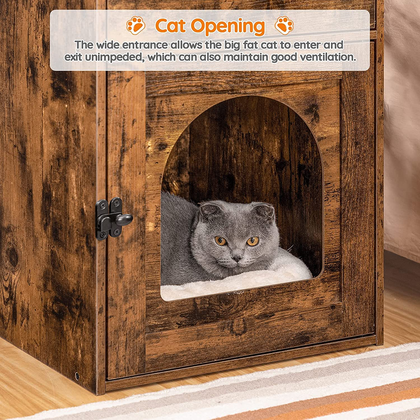 HOOBRO Cat Litter Box Enclosure, Hidden Litter Box Furniture with Drawer, Enclosed Cat Washroom with Door, Decorative Cat House Storage Cabinet, End Table, Indoor Pet Box, Rustic Brown BF04MW01 Animals & Pet Supplies > Pet Supplies > Cat Supplies > Cat Furniture HOOBRO   