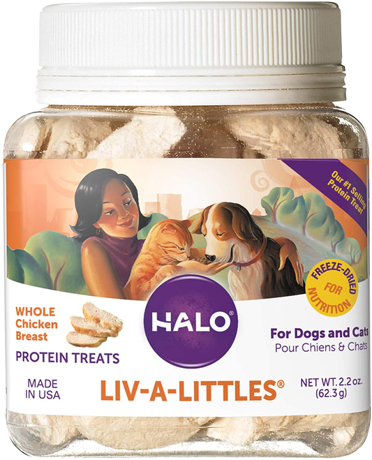 Halo Liv-A-Littles Dog and Cat Treats, Freeze Dried Meat, Grain-Free Treats Animals & Pet Supplies > Pet Supplies > Cat Supplies > Cat Treats Halo Chicken 2.2 Oz 