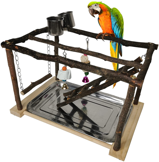 Tfwadmx Parrots Playstand Bird Play Gym Cockatiel Playground Wood Perch Stand Climb Swing Ladders Chewing Toys with Feeding Cups Exercise Activity Center for Conure Cockatiel Lovebirds Animals & Pet Supplies > Pet Supplies > Bird Supplies > Bird Gyms & Playstands Tfwadmx   