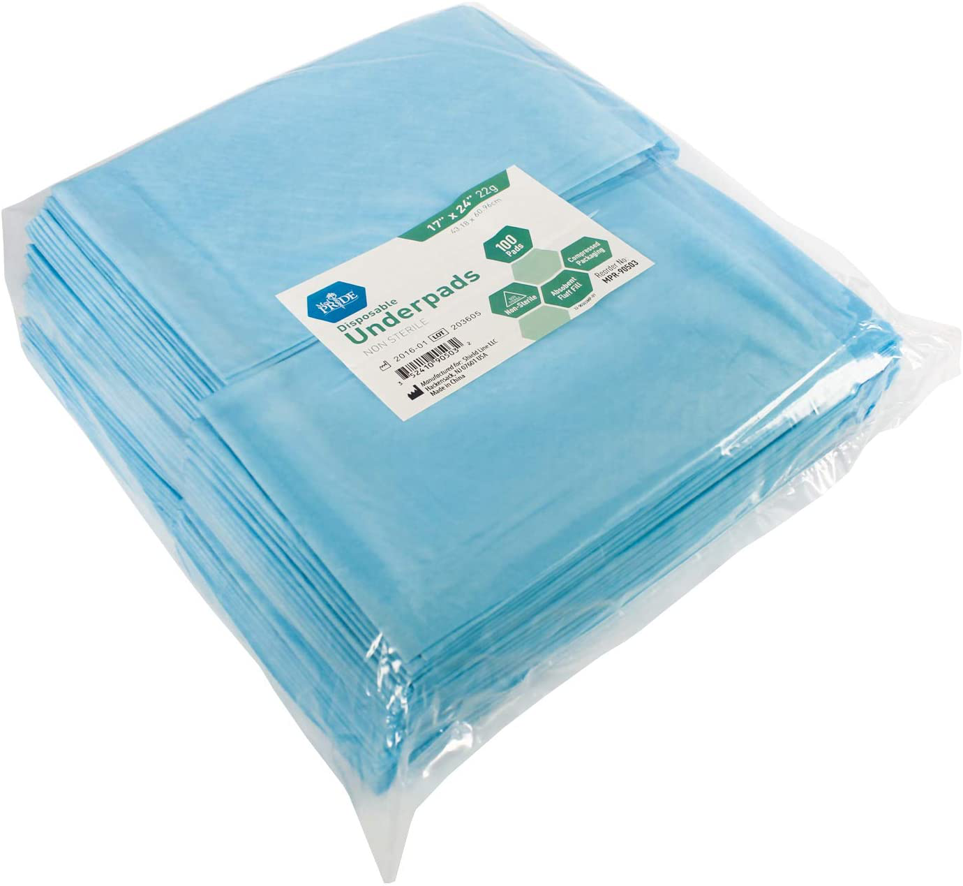 Medpride Disposable Underpads 17'' X 24'' (100-Count) Incontinence Pads, Bed Covers, Puppy Training | Thick, Super Absorbent Protection for Kids, Adults, Elderly | Liquid, Urine, Accidents Animals & Pet Supplies > Pet Supplies > Dog Supplies > Dog Diaper Pads & Liners Shield Line   