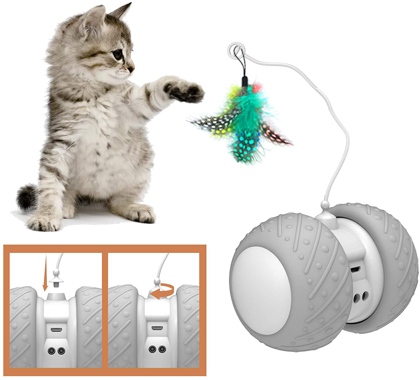 BENTOPAL Automatic Cat Toys Interactive Cat Feather Toys, Pet Exercise Toys, Electric Cat Toys for Indoor Cats/Kitten with Feather Animals & Pet Supplies > Pet Supplies > Cat Supplies > Cat Toys BENTOPAL   