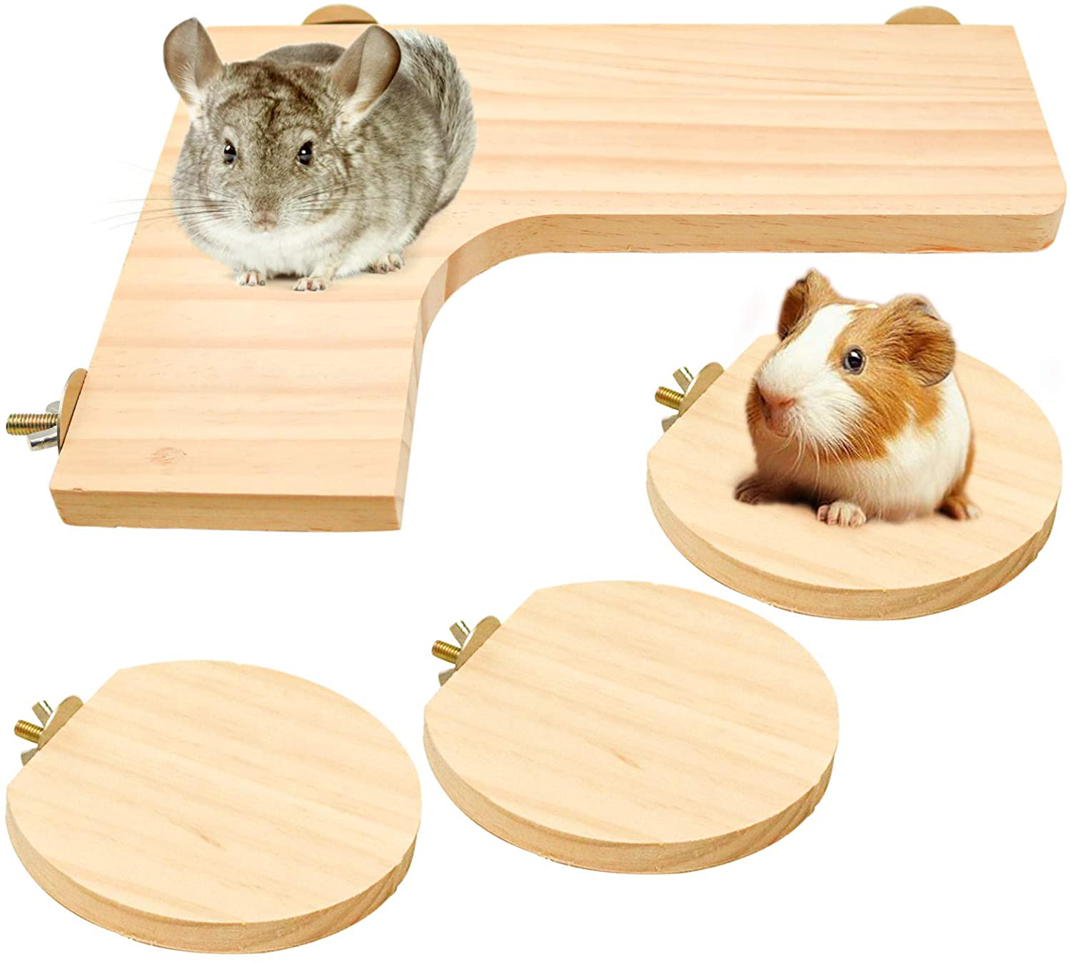 Squirrel Gerbil Chinchilla and Dwarf Hamster L-Shaped Pedal Wooden Platform, 3 Pieces of Natural Wooden Parrot Hamster round Standing Board, Rat Activity Chinchilla Bird Cage Accessories Animals & Pet Supplies > Pet Supplies > Small Animal Supplies > Small Animal Habitat Accessories Roundler style-1  