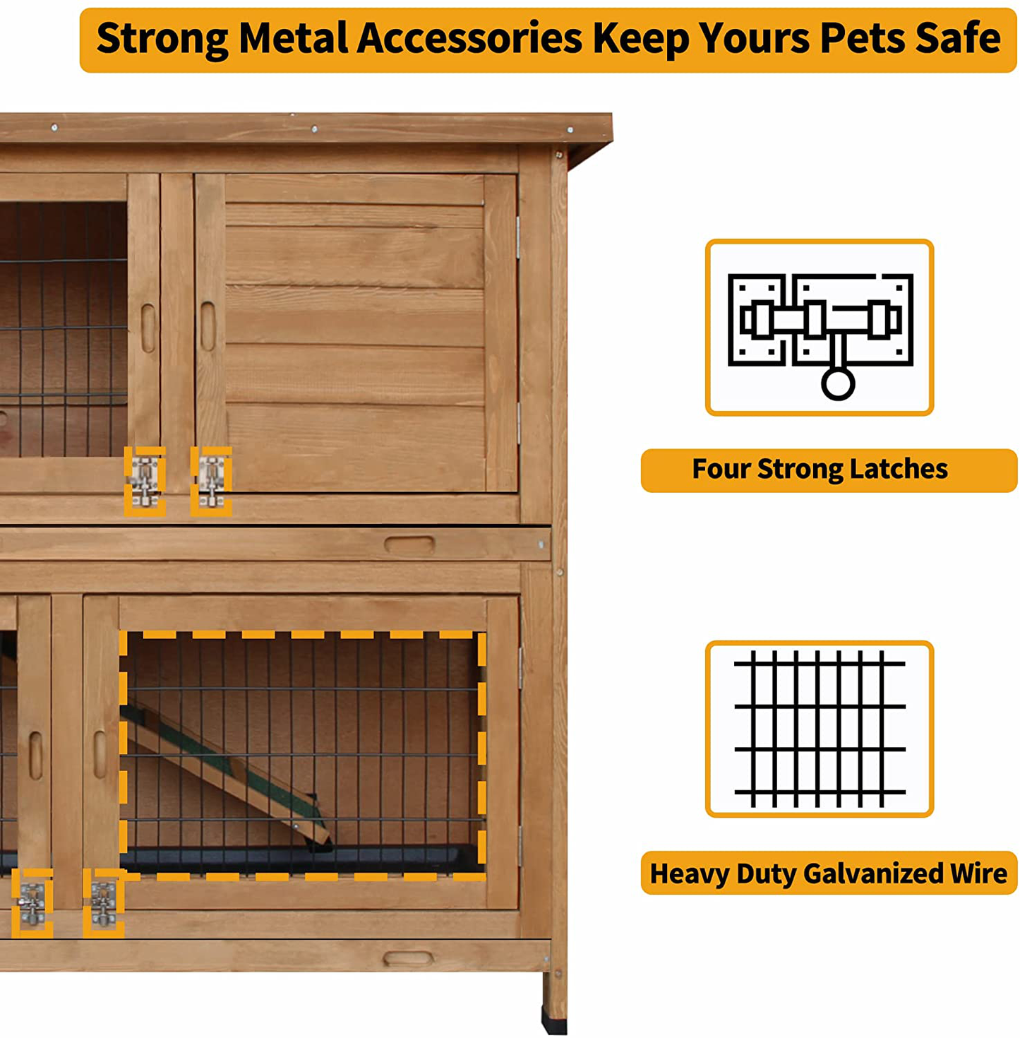 Lovupet Rabbit Hutch Cage with Pull Out Tray, 2 Story Indoor Outdoor Wooden Bunny Cage, Rabbit House with Run Ramp for Guinea, Habitat, Small Animals Pets, 1029 Animals & Pet Supplies > Pet Supplies > Small Animal Supplies > Small Animal Habitats & Cages Lovupet   