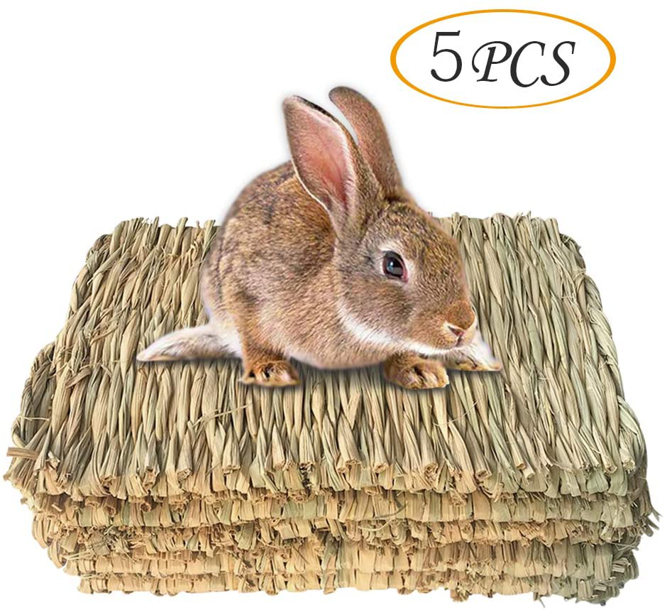 Grass Mat Woven Bed Mat for Small Animal 5 Grass Mats Bunny Bedding Nest Chew Toy Bed Play Toy for Guinea Pig Parrot Rabbit Bunny Hamster Rat Animals & Pet Supplies > Pet Supplies > Small Animal Supplies > Small Animal Bedding Hamiledyi   