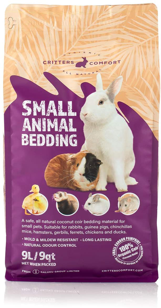 Bunny Bedding Odor Control for Small Pets - Organic Coconut Husk Fiber Substrate Animal Bedding for Guinea Pig, Ferret, Hamster Cages and Habitats - Pet Accessories - 9 Liters Critter Litter Animals & Pet Supplies > Pet Supplies > Small Animal Supplies > Small Animal Bedding Critters Comfort   