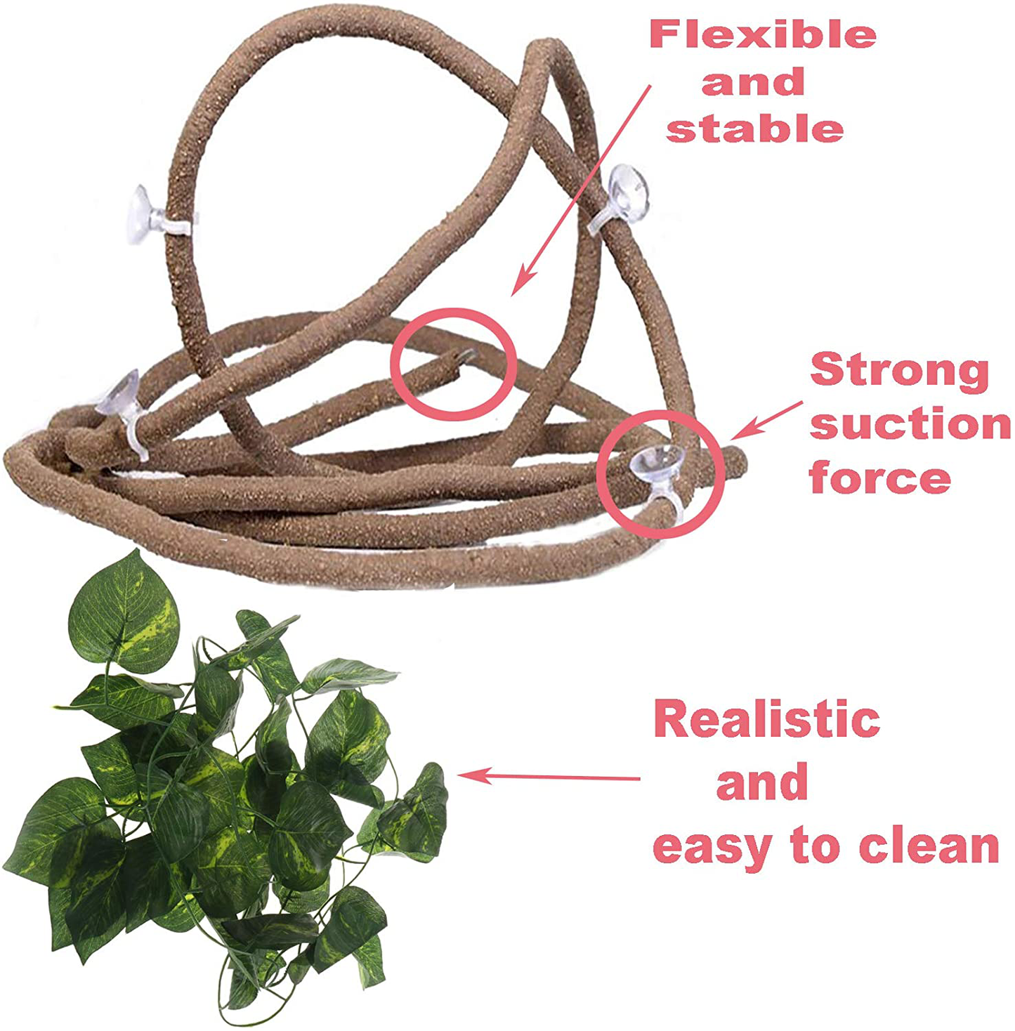 Tfwadmx Reptiles Jungle Vines Bend a Branch Ivy 4Pcs Artificial Fake Leaves Habitat Ornaments for Chameleons, Snakes, Lizards, Frogs Animals & Pet Supplies > Pet Supplies > Reptile & Amphibian Supplies > Reptile & Amphibian Habitat Accessories Tfwadmx   