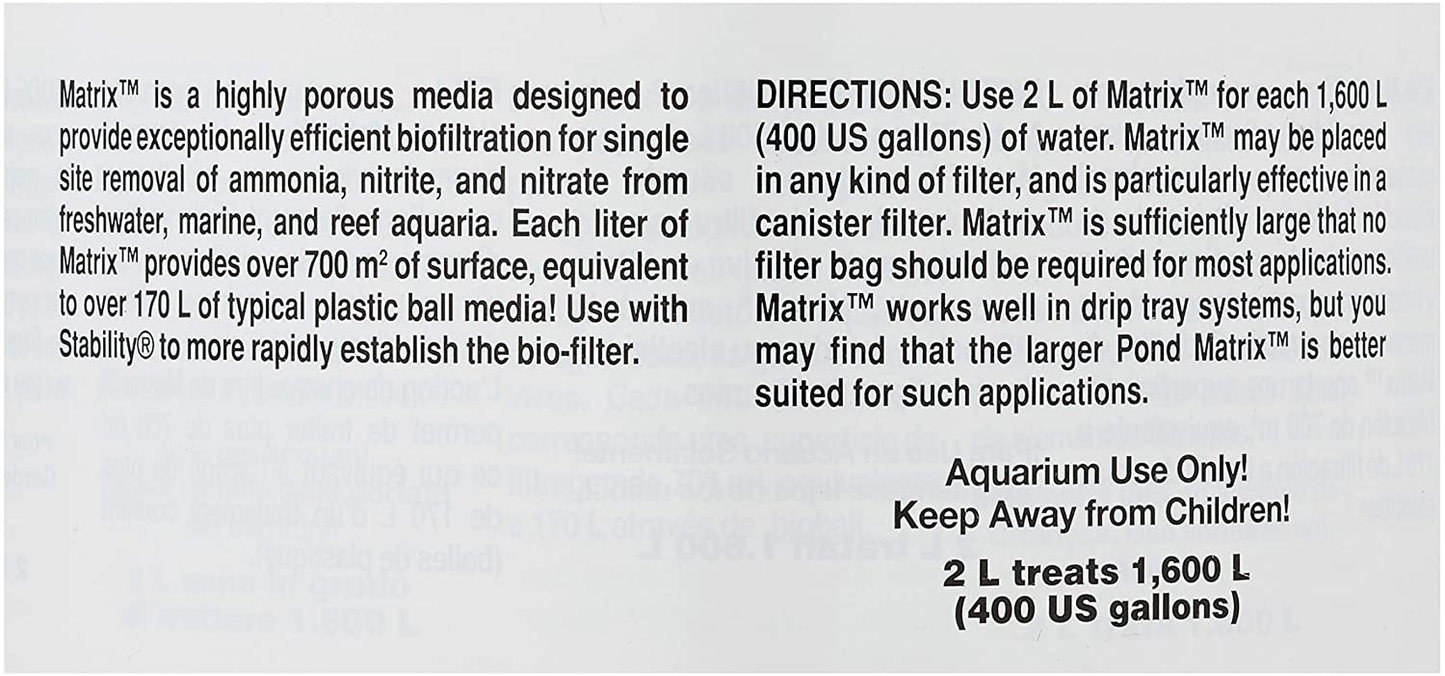 Matrix, 2 L / 67.6 Oz. Animals & Pet Supplies > Pet Supplies > Fish Supplies > Aquarium Filters Seachem   