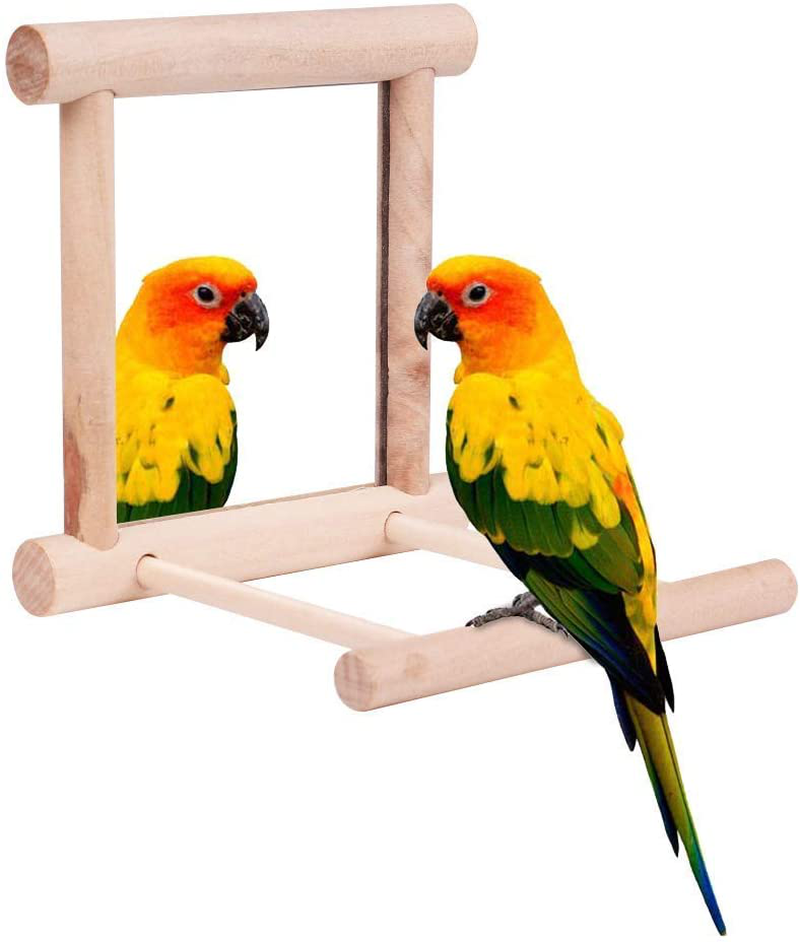 HAPPTYTOY Bird Toy for Parrot Parakeets Conures Cockatiels Cage Swing Wooden Fun Play Toy for Birds (Mirror) Animals & Pet Supplies > Pet Supplies > Bird Supplies > Bird Toys Сhewbo   