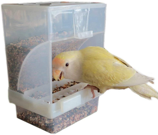 Hypeety Automatic Bird Feeder No Mess Pet Feeder Seed Food Container Perch Cage Accessories for Budgerigar Canary Cockatiel Finch Parakeet Animals & Pet Supplies > Pet Supplies > Bird Supplies > Bird Cage Accessories Hypeety   