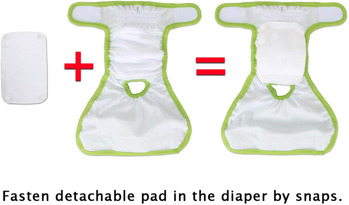 LUXJA Reusable Female Dog Diapers with Extra Detachable Diaper Pads (Pack of 4), Washable Wraps for Female Dog (Gray + Green + Purple + Rose Red) Animals & Pet Supplies > Pet Supplies > Dog Supplies > Dog Diaper Pads & Liners LUXJA   