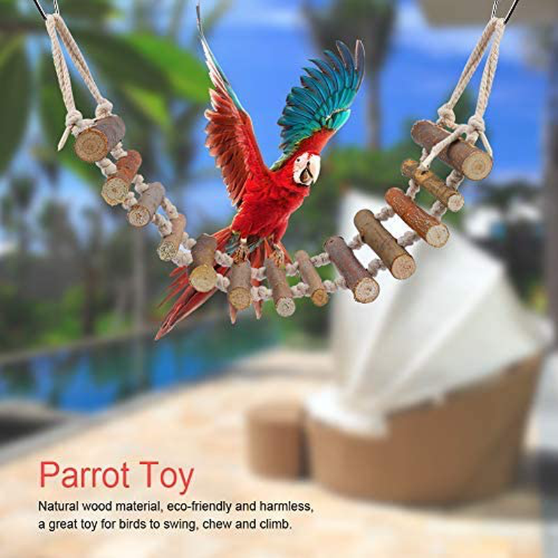 Rope Ladder Bird Toy, Bird Ladder Rope, Naturals Rope Wooden Ladder Bird Toy Swing Ladder Toy for Parrots Pet Hamster Bird Bird Parrot Toys Ladders Swing Chewing Toys Hanging Pet Bird Cage Accessories Animals & Pet Supplies > Pet Supplies > Bird Supplies > Bird Ladders & Perches Yosooa   