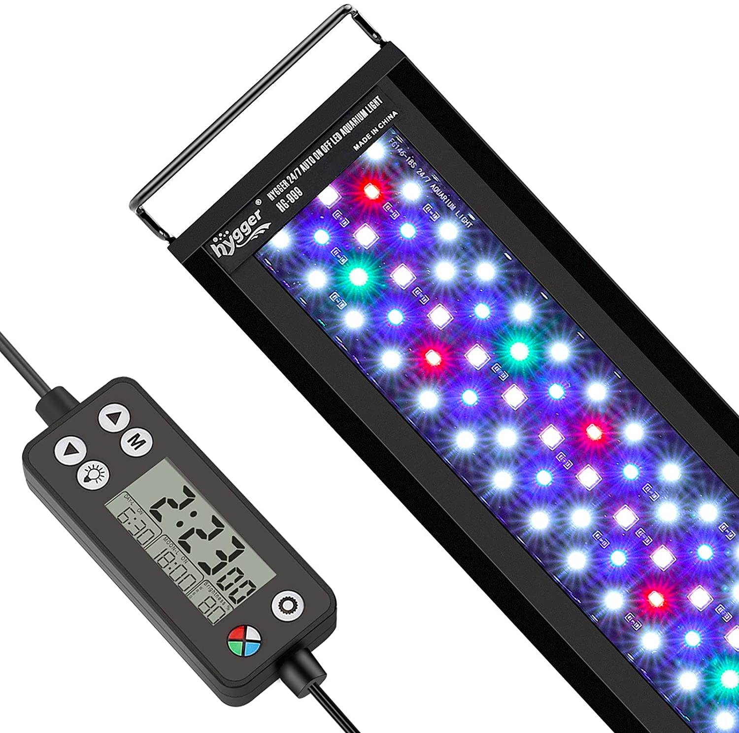 Hygger Auto on off LED Aquarium Light, Full Spectrum Fish Tank Light with LCD Monitor, 24/7 Lighting Cycle, 7 Colors, Adjustable Timer, IP68 Waterproof, 3 Modes for 12"-18" Freshwater Planted Tank Animals & Pet Supplies > Pet Supplies > Fish Supplies > Aquarium Lighting hygger 26W (for 30-36 inch tank)  