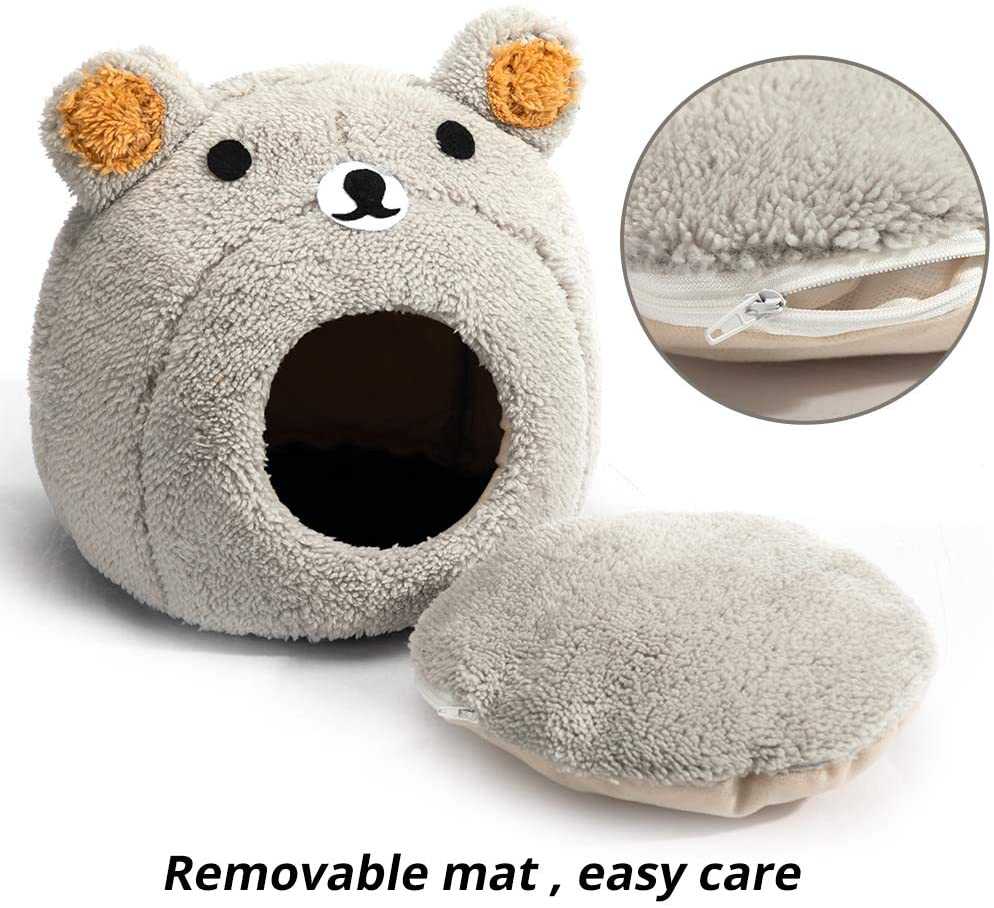 Hollypet Warm Small Pet Animals Bed Dutch Pig Hamster Cotton Nest Hedgehog Rat Chinchilla Guinea Habitat Mini House, Teddy Bear Animals & Pet Supplies > Pet Supplies > Small Animal Supplies > Small Animal Habitat Accessories Hollypet   