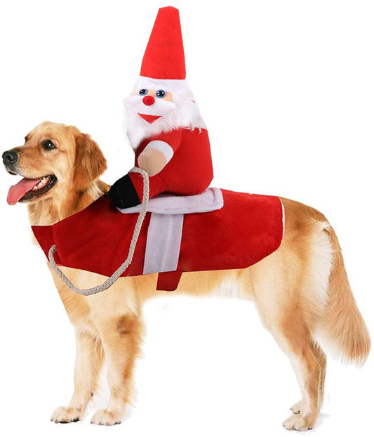 Sunmuxier Dog Cat Christmas Costume, Pet Christmas Holiday Outfit Funny Santa Claus Costumes on Pet to Send Gift Cosplay Coat Clothes Dressing up for Halloween Christmas Party Animals & Pet Supplies > Pet Supplies > Dog Supplies > Dog Apparel Sunmuxier S  