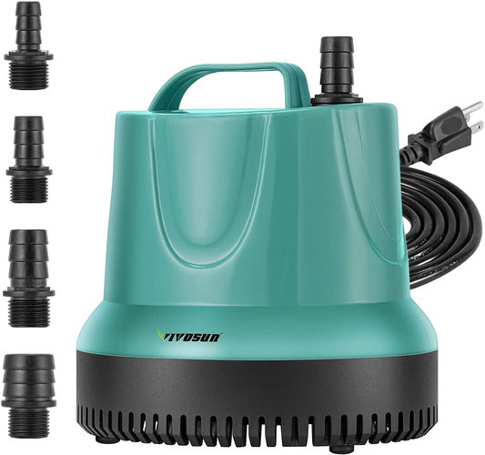 VIVOSUN 660GPH Submersible Pump (2500L/H, 40W), Ultra Quiet Water Pump with 8.2Ft High Lift, Fountain Pump with 5Ft Power Cord, 4 Nozzles for Fish Tank, Pond, Aquarium, Statuary, Hydroponics Animals & Pet Supplies > Pet Supplies > Fish Supplies > Aquarium & Pond Tubing VIVOSUN 40W  