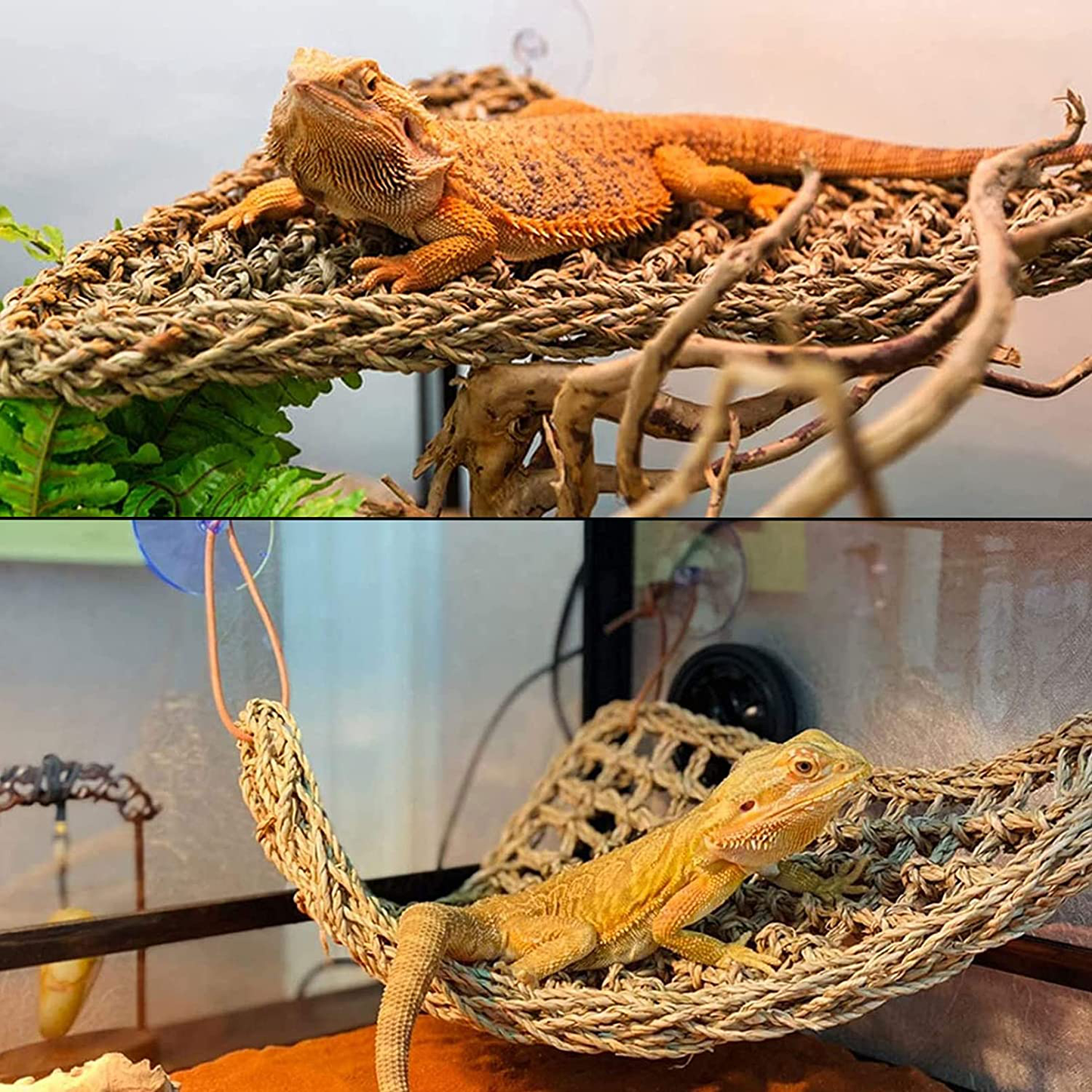 Hamiledyi Large Reptile Hideout Wood Bridge Ladder Hiding Hut Bearded Dragon Hammock Lizards Habitat Decor Climbing Accessories Tortoise Hide Cave Toy for Gecko Snake Chameleon Gecko Iguana Animals & Pet Supplies > Pet Supplies > Small Animal Supplies > Small Animal Habitat Accessories Hamiledyi   