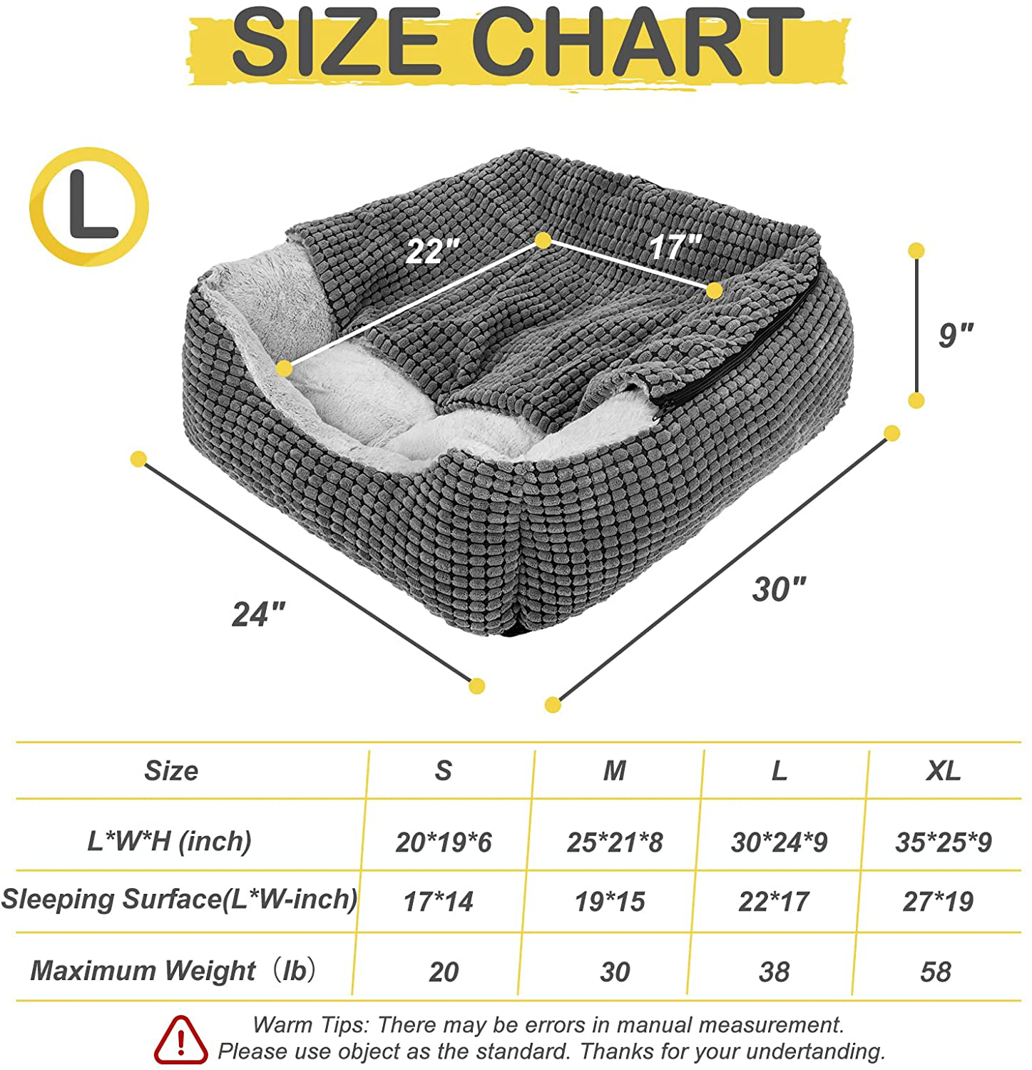 GASUR Dog Beds for Large Medium Small Dogs, Rectangle Cave Hooded Blanket Puppy Bed, Luxury Anti-Anxiety Orthopedic Cat Beds for Indoor Cats, Warmth and Machine Washable