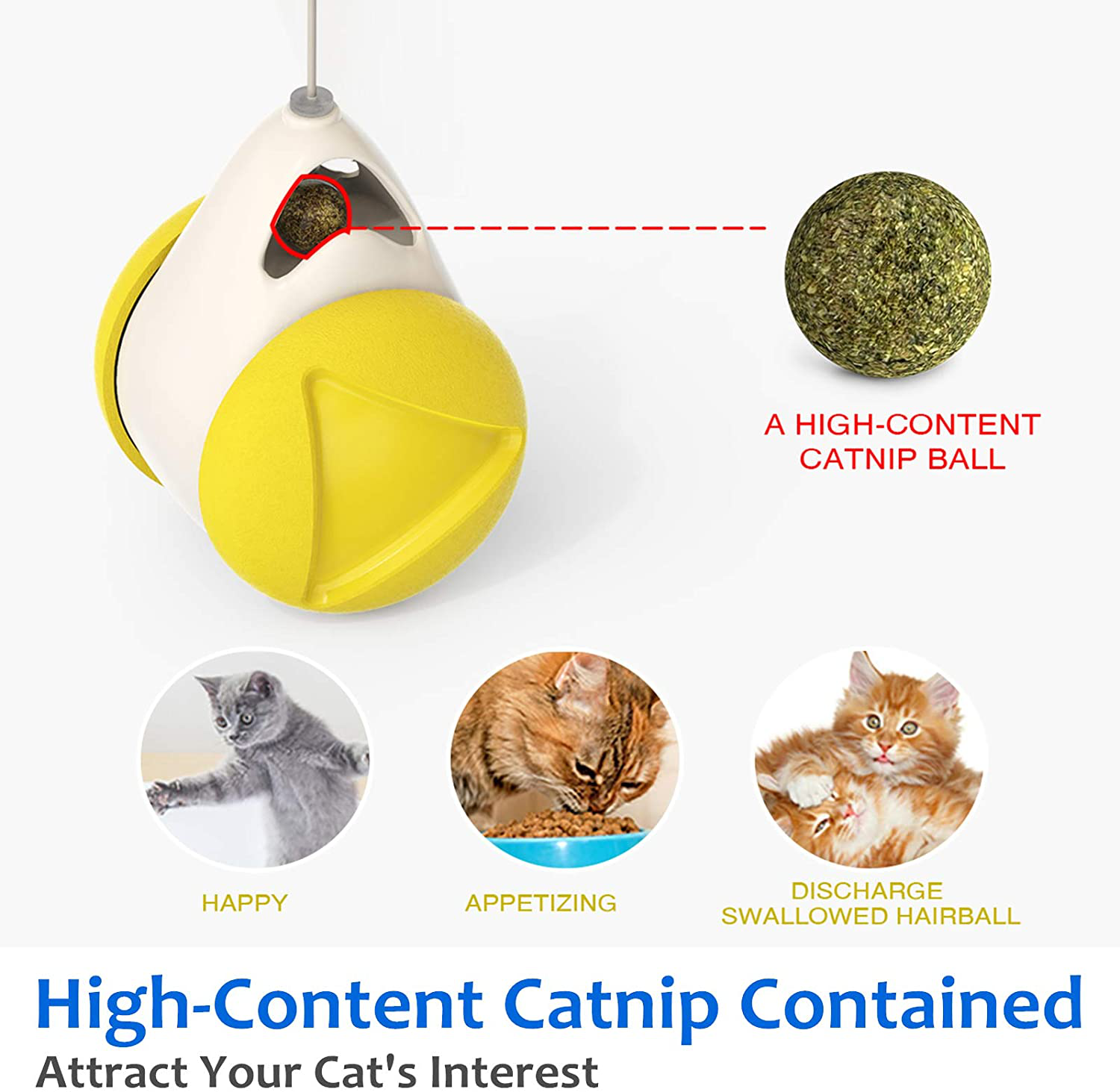 Interactive Cat Chasing Toys for Indoor Cats, Kitten Chaser Toys with Feather Catnip Ball, Tumbler Balanced Exercise Wheel Toy for Cats Kitten Chasing Hunting Playing Animals & Pet Supplies > Pet Supplies > Cat Supplies > Cat Toys Cazkal   