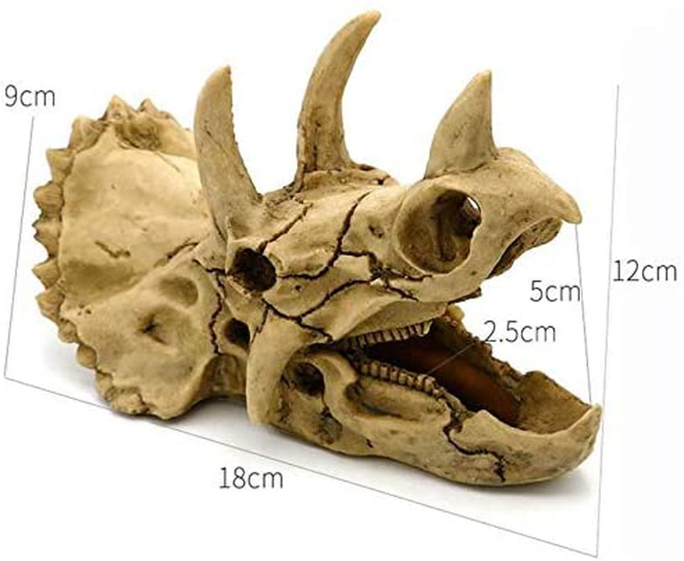 Aquarium Decorations Dinosaur Triceratops Skull Décor, Resin Made Skull Model for Reptiles Hideout, Fish Aquarium Accessories, Home Bar Décor Animals & Pet Supplies > Pet Supplies > Fish Supplies > Aquarium Decor FOYO   