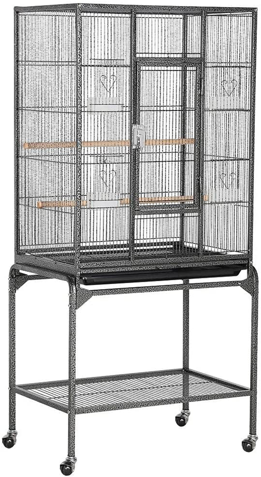 Topeakmart 53.5-Inch Bird Cage with Stand Wrought Iron Construction Bird Cage for Parrots Cockatiels Conures Parakeets Budgies Finches Birdcage Animals & Pet Supplies > Pet Supplies > Bird Supplies > Bird Cages & Stands Topeakmart Black  