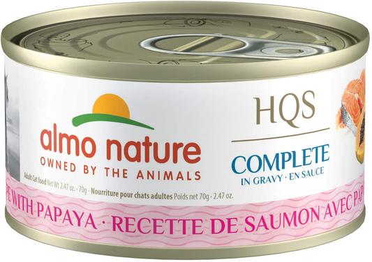 Almo Nature HQS Complete in Gravy, Grain Free, Adult Cat Canned Wet Food, Flaked (Pack of 24 X 2.47 Oz/70G) Animals & Pet Supplies > Pet Supplies > Reptile & Amphibian Supplies > Reptile & Amphibian Food almo nature Salmon Recipe with Papaya  
