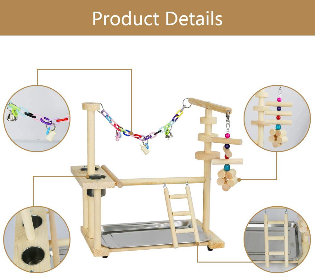 Exttlliy Parrots Bird Playground Birdcage Playstand Play Gym Parakeet Playpen Ladder with Feeder Cup Bird Toys Swing Chew Toy Animals & Pet Supplies > Pet Supplies > Bird Supplies > Bird Gyms & Playstands Exttlliy   