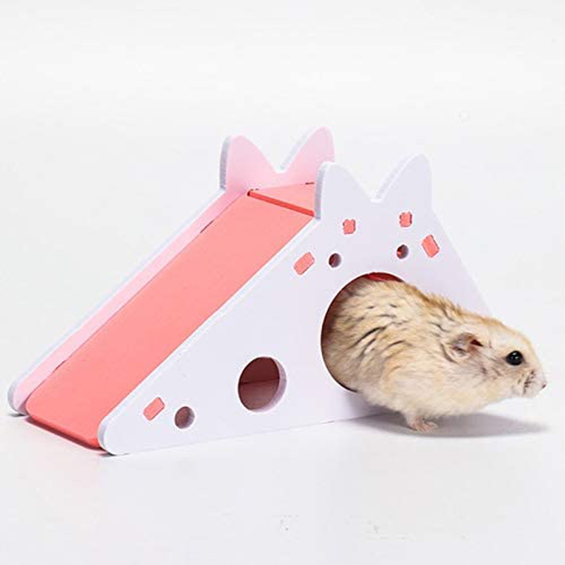 CHUQIANTONG Hamster Hideout,Cute Hamster Exercise Toy Wooden Hamster House with Ladder Slide for Guinea Pig Hamster Cage Accessories,Small Animal Habitat Sleeping Nest Animals & Pet Supplies > Pet Supplies > Small Animal Supplies > Small Animal Habitat Accessories CHUQIANTONG   