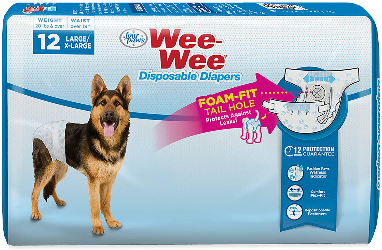 Wee-Wee Disposable Diapers Animals & Pet Supplies > Pet Supplies > Dog Supplies > Dog Diaper Pads & Liners Four Paws Large / X-Large  