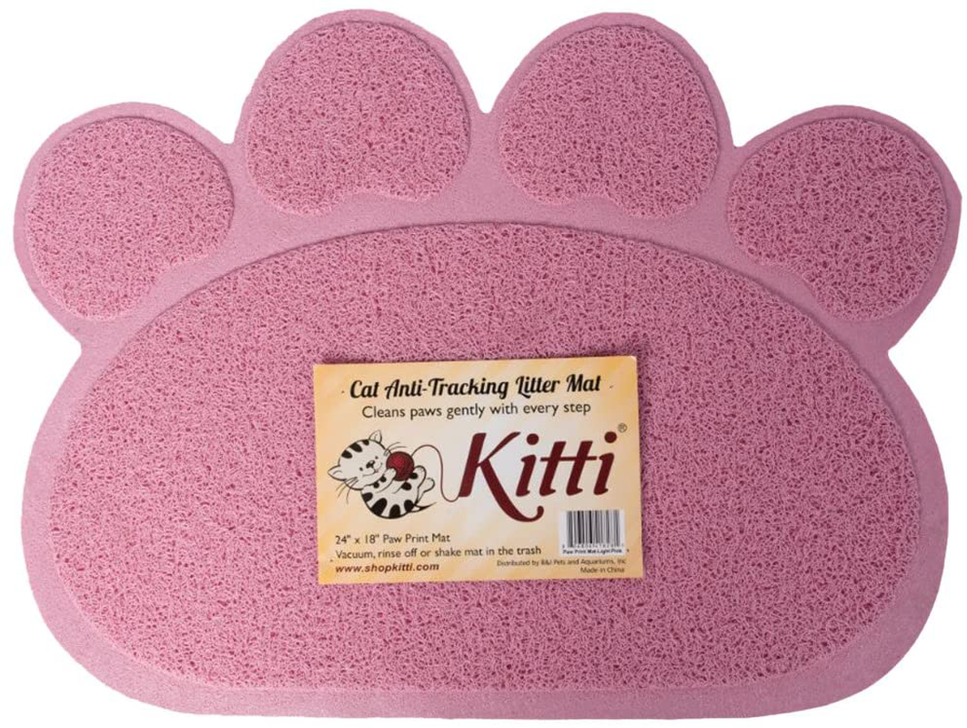 Kitti Cat Litter anti Tracking Mats, Paw Print, Pink