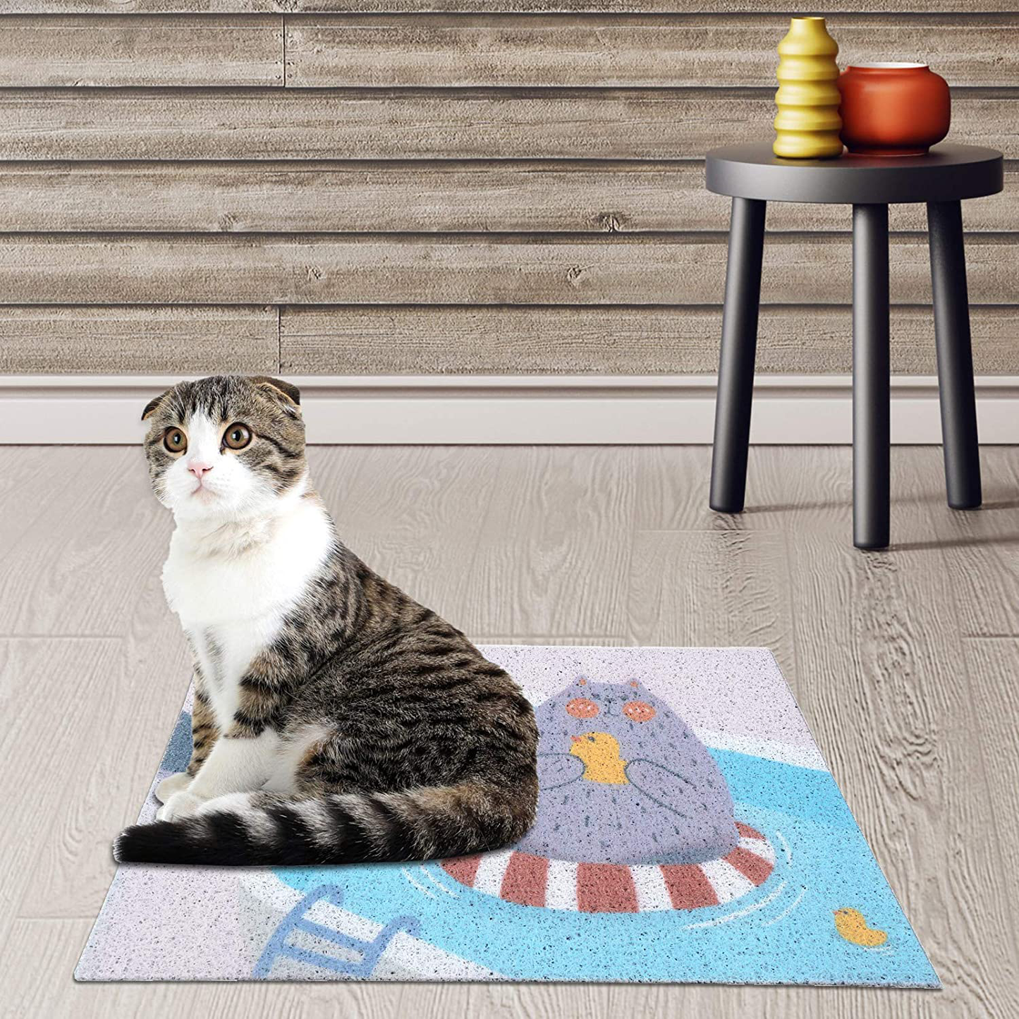 Cat Litter Mat,Cute Cartoon Pattern Small Cat Litter Mats for Floor Litter Trapping Mat Kitty Scatter Control Rug Durable Pet Litter Rugs for Cats Kitten Puppy Dogs Rabbits Scratch Proof,19.7"X13.8" Animals & Pet Supplies > Pet Supplies > Cat Supplies > Cat Litter Box Mats GOURIDA   