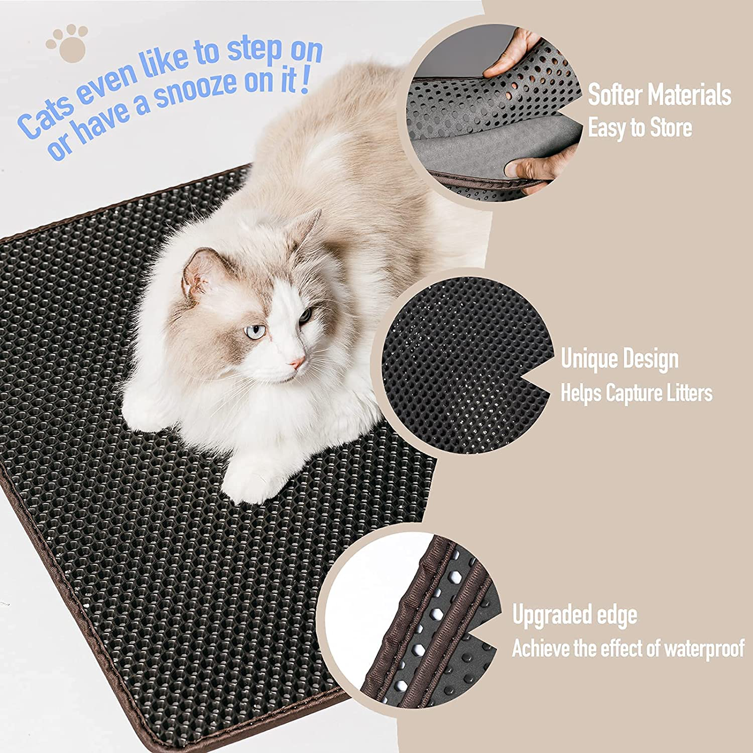 Shekkam Cat Litter Mat: 29.5 X 23.6'' with Double-Layer, No Phthalate, Urine Proof & Waterproof, Larger Holes Kitty Litter Mat, Litter Trapping Mat for Cat Litter Box Animals & Pet Supplies > Pet Supplies > Cat Supplies > Cat Litter Box Mats Shekkam   