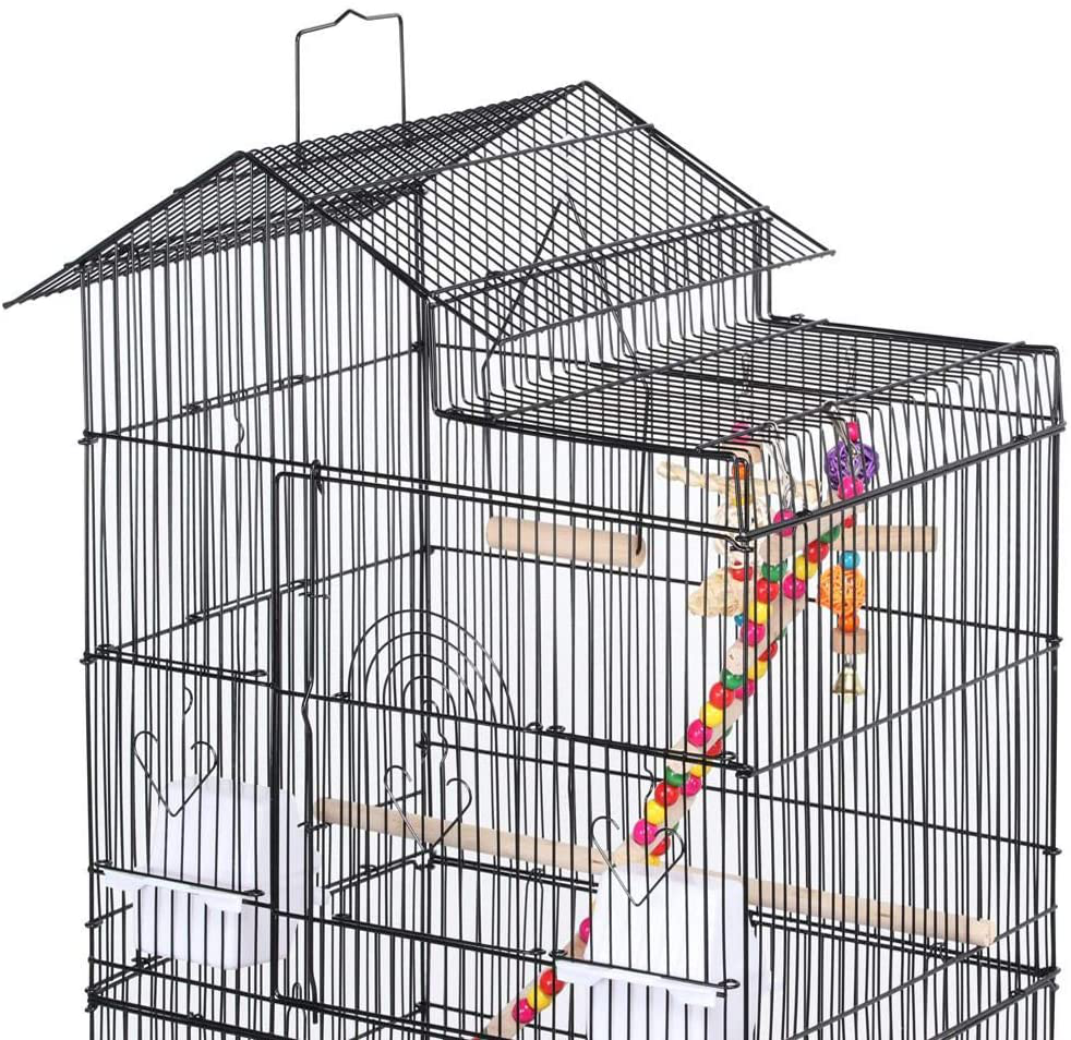 Topeakmart Large Parakeet Bird Cage on Wheels for Budgies Finches Canaries Lovebirds Animals & Pet Supplies > Pet Supplies > Bird Supplies > Bird Cages & Stands Topeakmart   