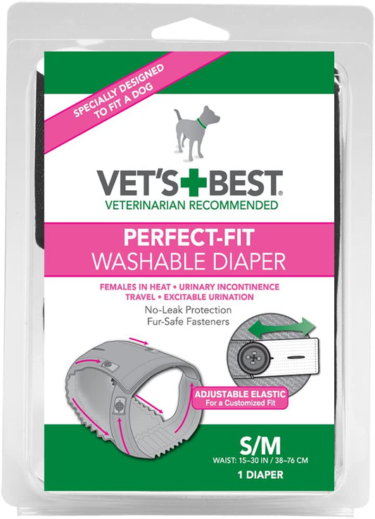 Vet'S Best Perfect Fit Washable Female Dog Diaper, 1 Count Animals & Pet Supplies > Pet Supplies > Dog Supplies > Dog Diaper Pads & Liners Vet's Best Small/ Medium  