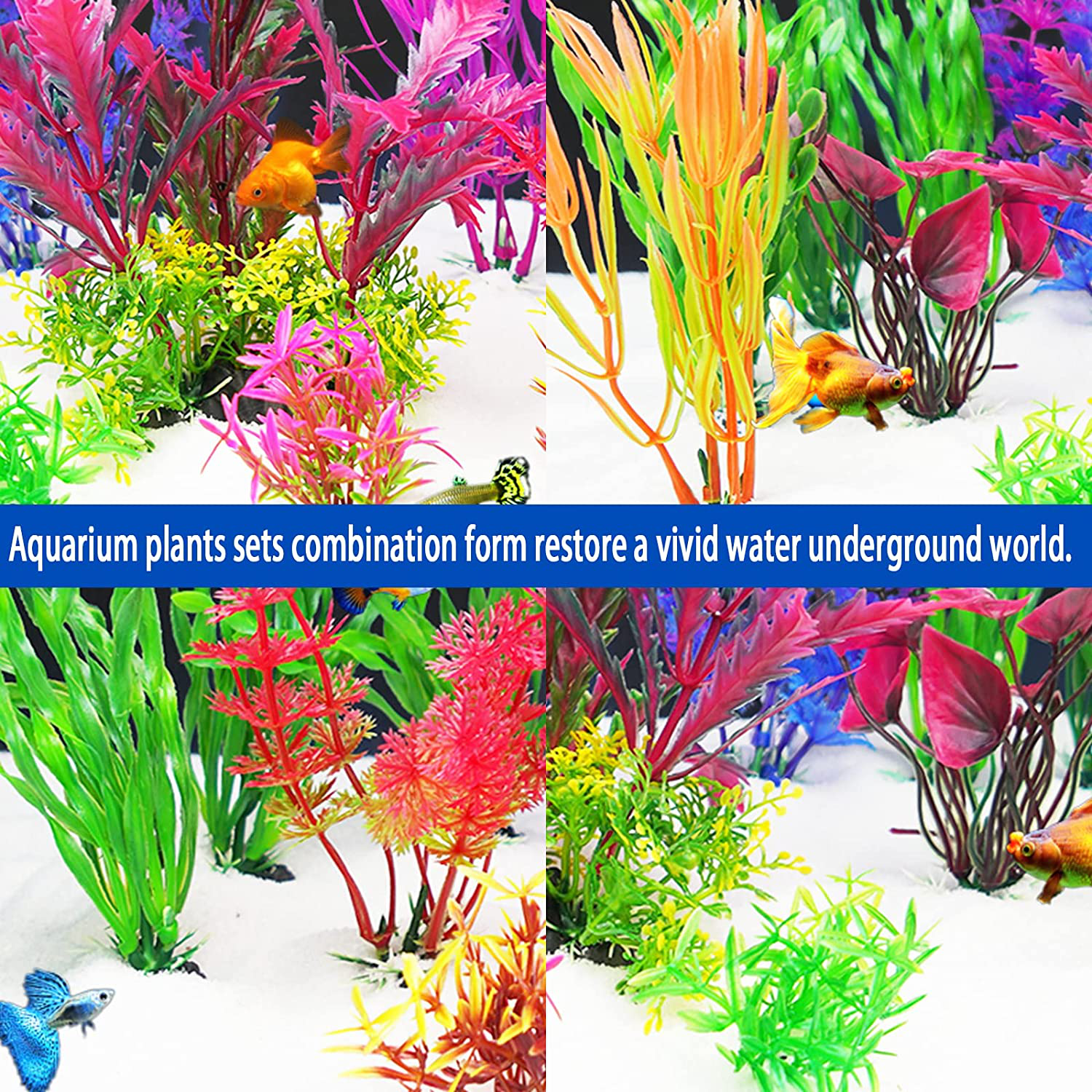 Artificial Aquariums Plants Plastic Fish Tank Plants for Aquarium Decorations, 15Pcs Animals & Pet Supplies > Pet Supplies > Fish Supplies > Aquarium Decor Calofun   