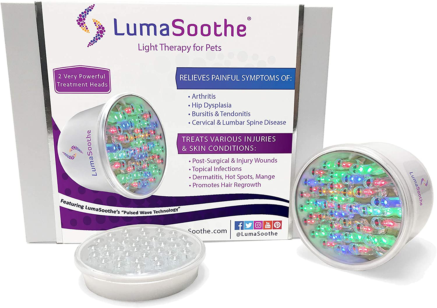 Lumasoothe Light Therapy for Dogs and Pets - LED Light Therapy for Pain Relief, Muscle & Joint Pain from Dog Arthritis, Reduce Inflammation, Heal Wounds, & Clear Skin Infections with 2 Therapy Modules Animals & Pet Supplies > Pet Supplies > Dog Supplies > Dog Treadmills LumaSoothe   