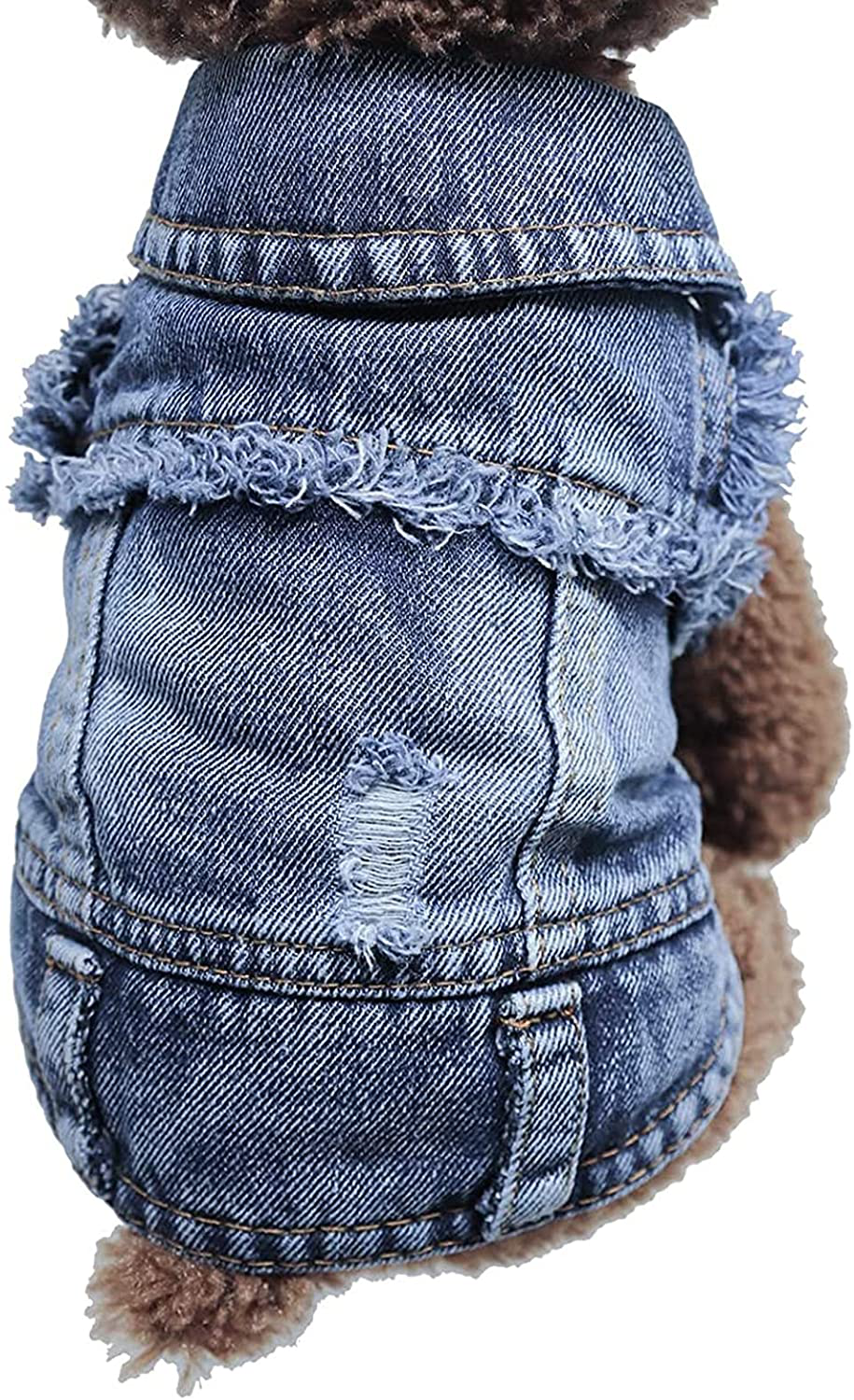 SILD Pet Clothes Dog Jeans Jacket Cool Blue Denim Coat Small Medium Dogs Lapel Vests Classic Hoodies Puppy Blue Vintage Washed Clothes Animals & Pet Supplies > Pet Supplies > Dog Supplies > Dog Apparel SILD Blue D Small 