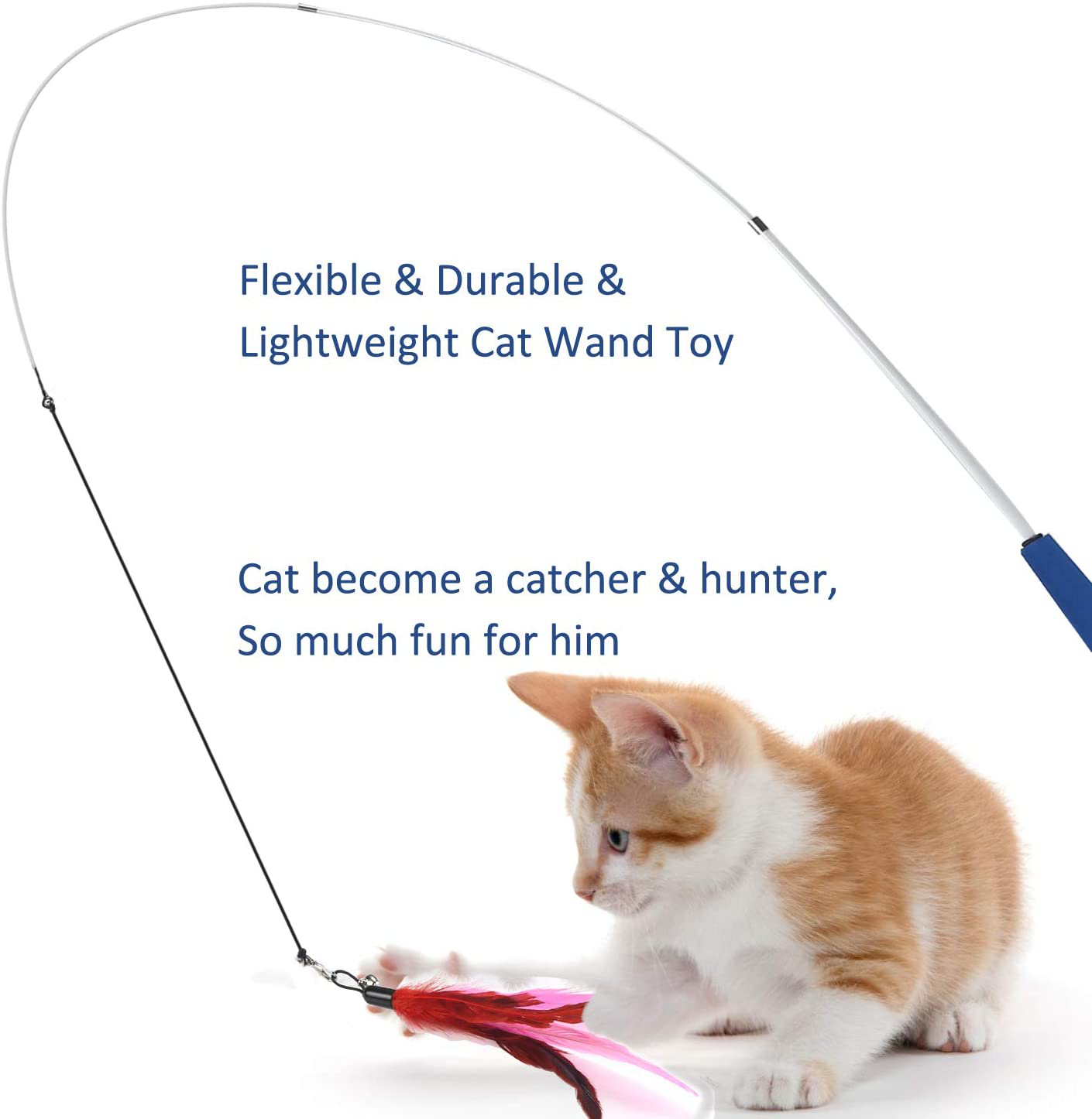 Cat Toys Interactive Cat Feather Wand, Kitten Toys 2Pcs