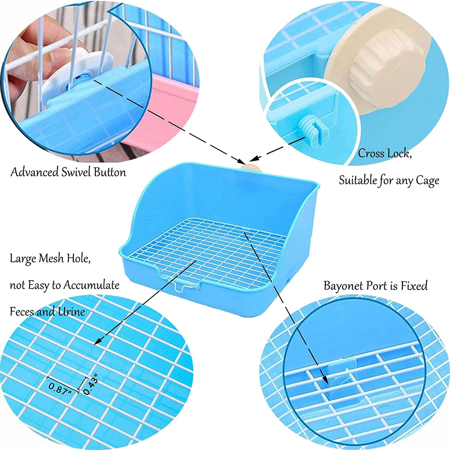 Kathson Rabbit Litter Box Toilet Pet Potty Trainer Cage Corner Tray Pan Litter Bedding Box Hanging Water Fountain Automatic Dispenser for Adult Guinea Pigs Rabbits Hamster Chinchilla Ferret Animals & Pet Supplies > Pet Supplies > Small Animal Supplies > Small Animal Bedding kathson   